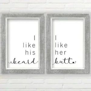 2 Unframed Butt Beard Wall Sign 11x17 Wall Art